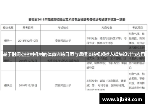 基于时间点控制机制的体育训练日历与课程演练视频插入模块设计与应用